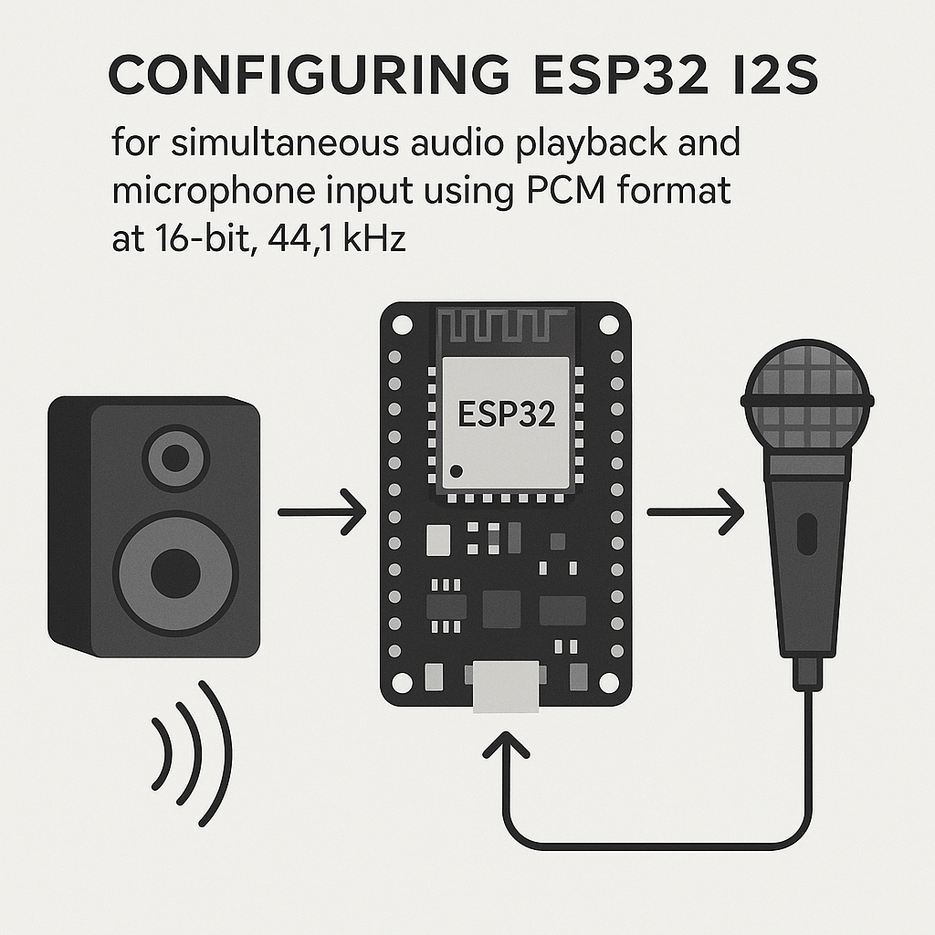 how to configure esp32 i2s for audio playback and microphone input