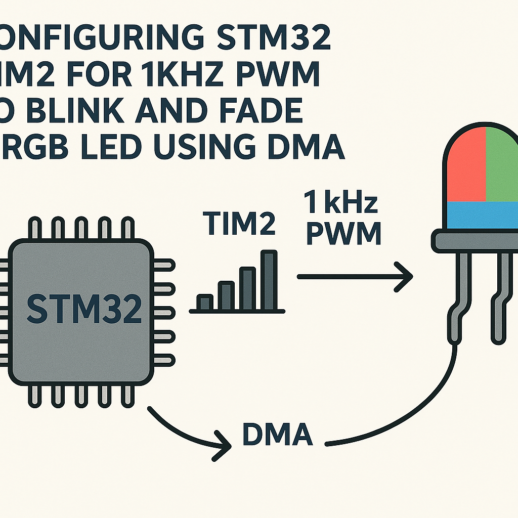 how to configure stm32 tim2 for 1khz pwm to control rgb led with dma
