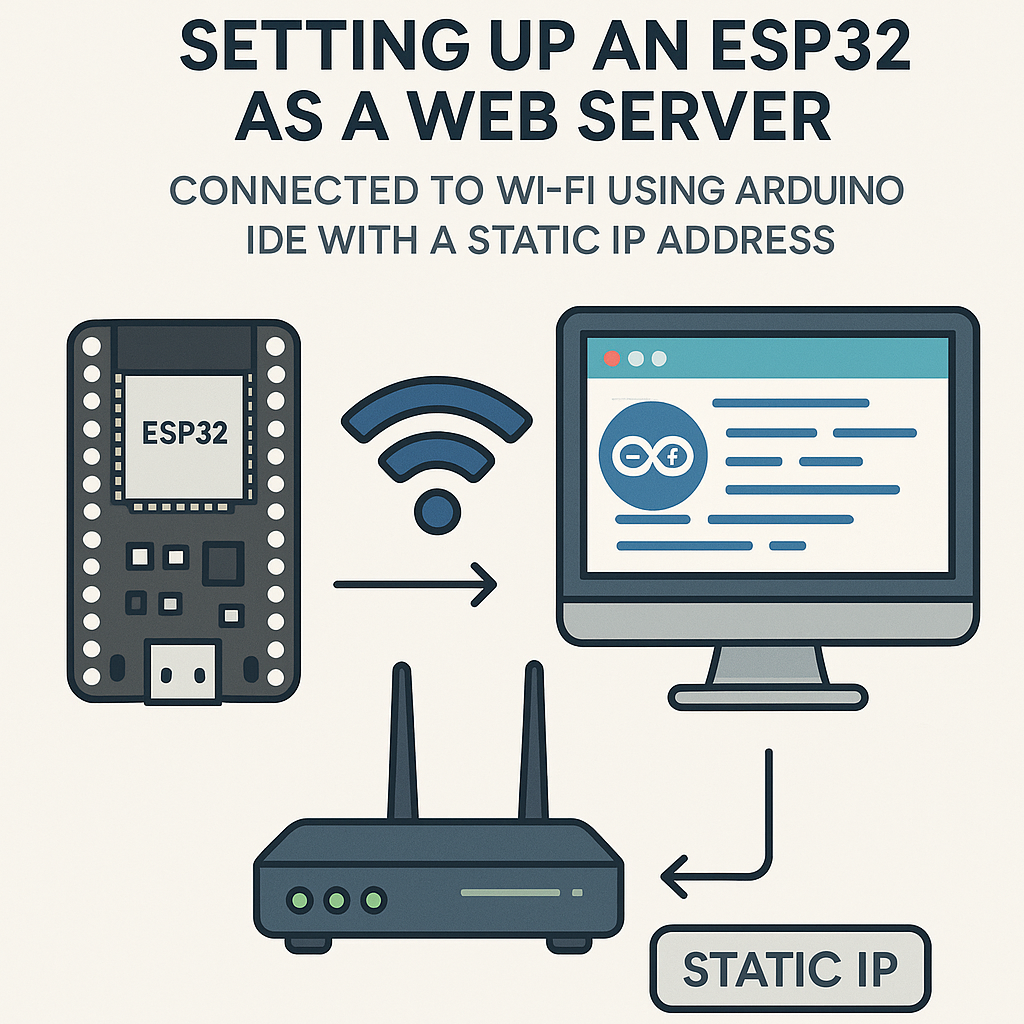 how to set up an esp32 web server with static ip in arduino ide