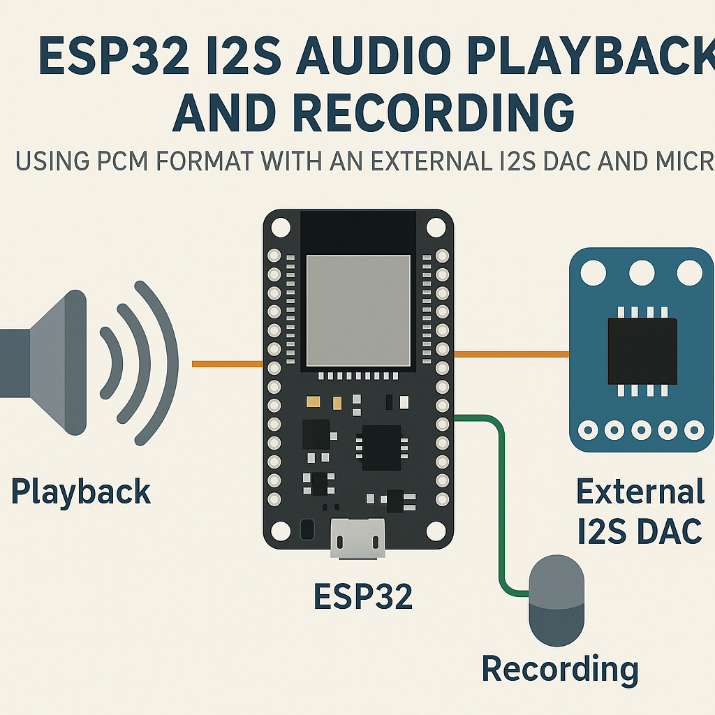 how to use esp32 for i2s audio playback and recording with dac and mic