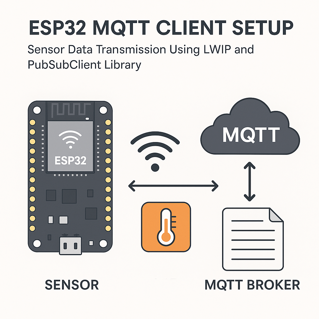 set up esp32 mqtt client for sensor data with lwip and pubsubclient