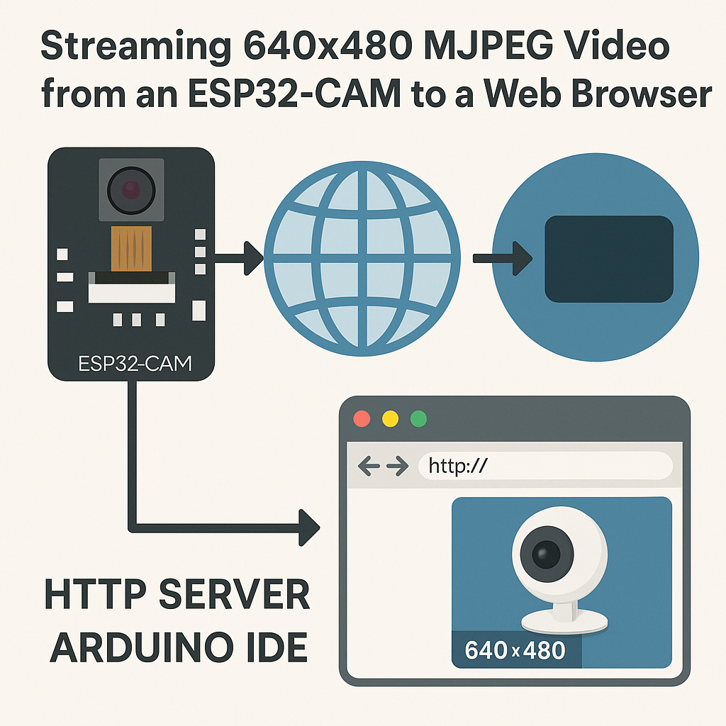 stream 640x480 mjpeg video from esp32 cam to browser using arduino ide