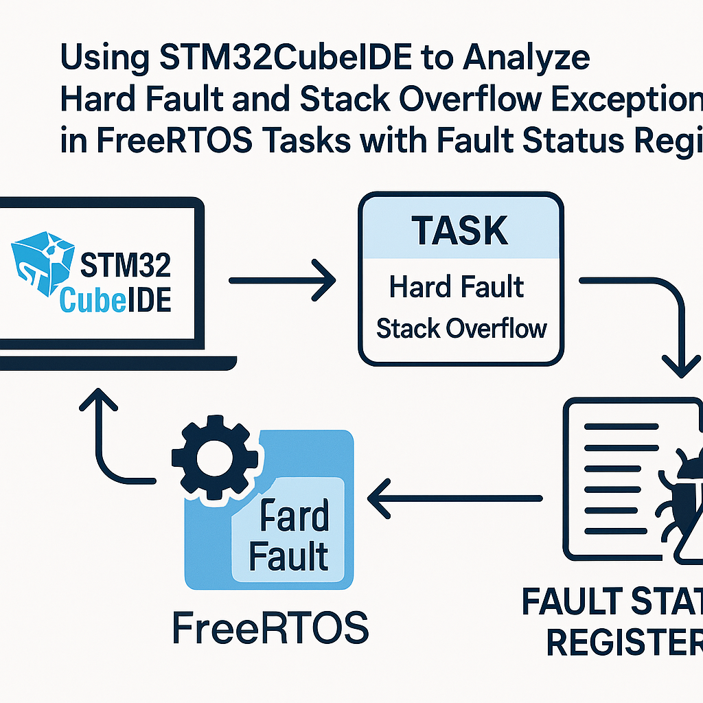 analyze hard fault and stack overflow exceptions in freertos with stm32cubeide