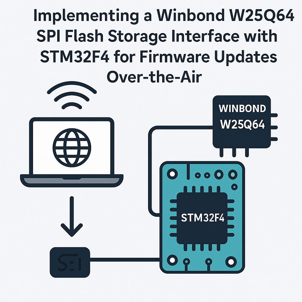how to implement winbond w25q64 spi flash with stm32f4 for ota updates