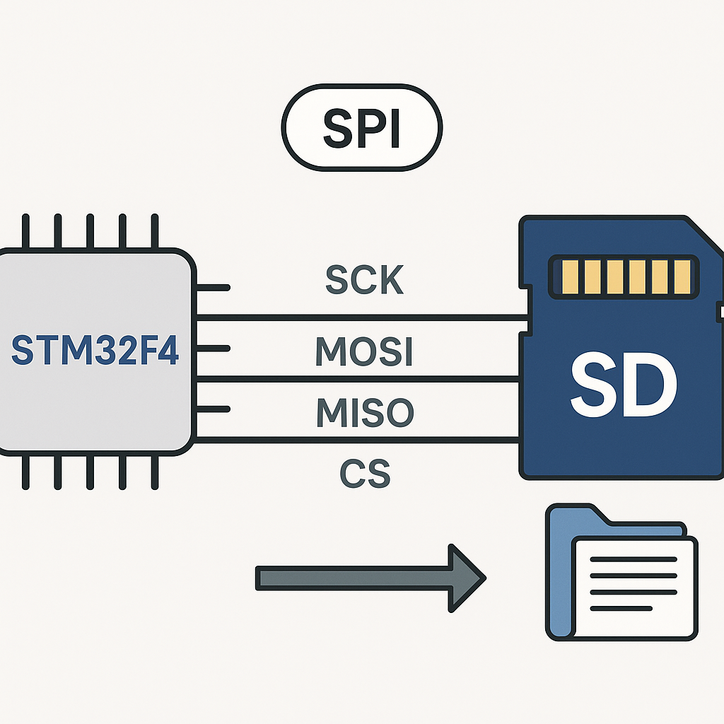 how to interface stm32f4 with sd card using spi and implement fatfs