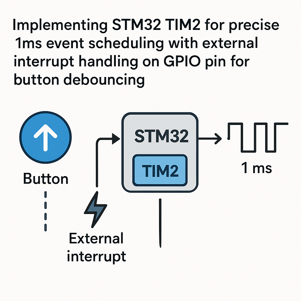 how to use stm32 tim2 for 1ms event scheduling and button debouncing