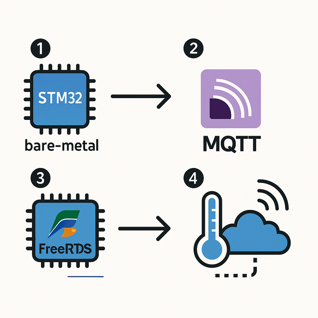 migrate stm32 bare metal firmware to freertos with mqtt for iot sensors