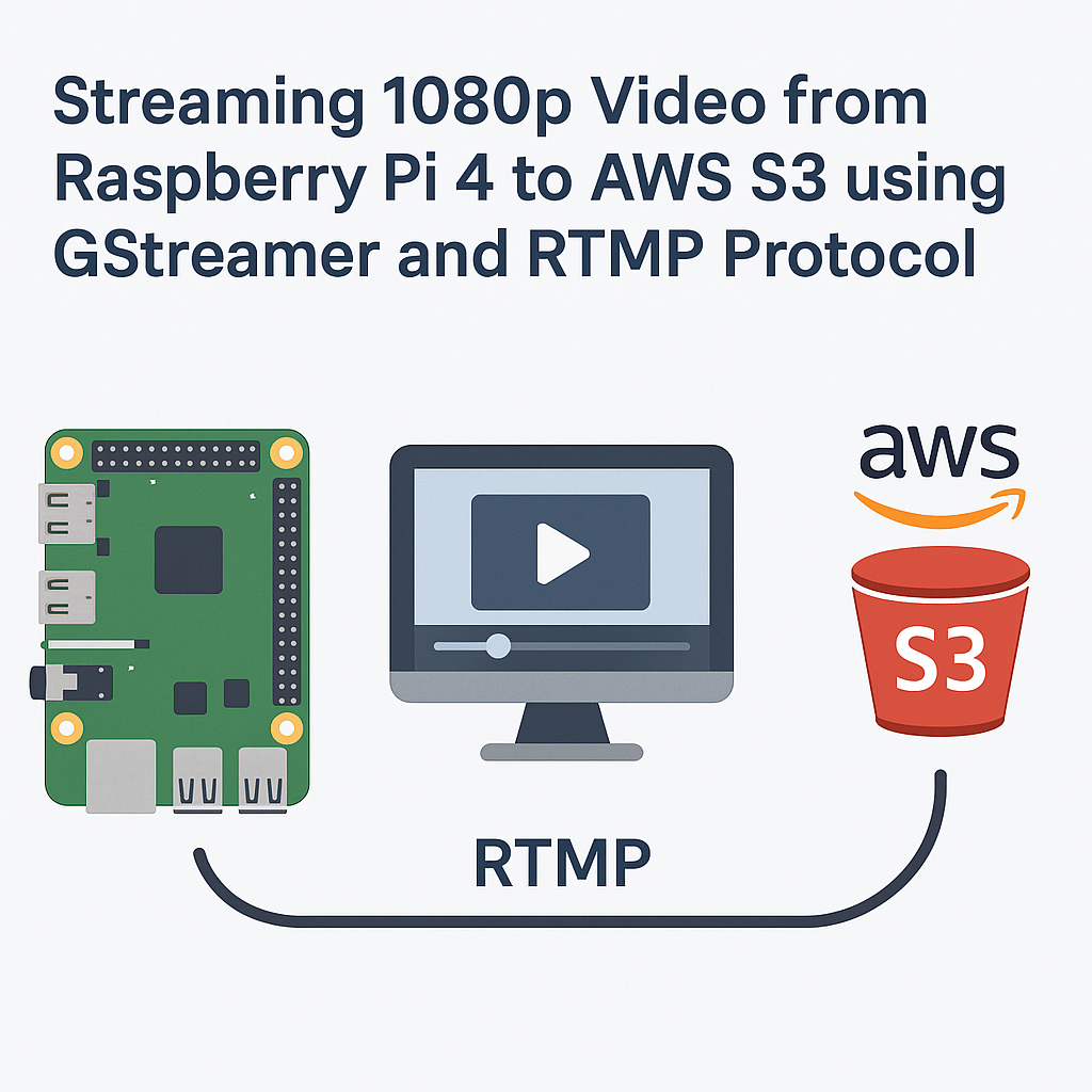 stream 1080p video from raspberry pi 4 to aws s3 with gstreamer and rtmp